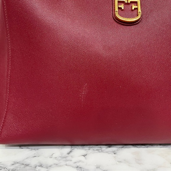 Furla Belvedere Leather Tote Shoulder Bag Red Structured Leather $378 - Picture 12 of 16